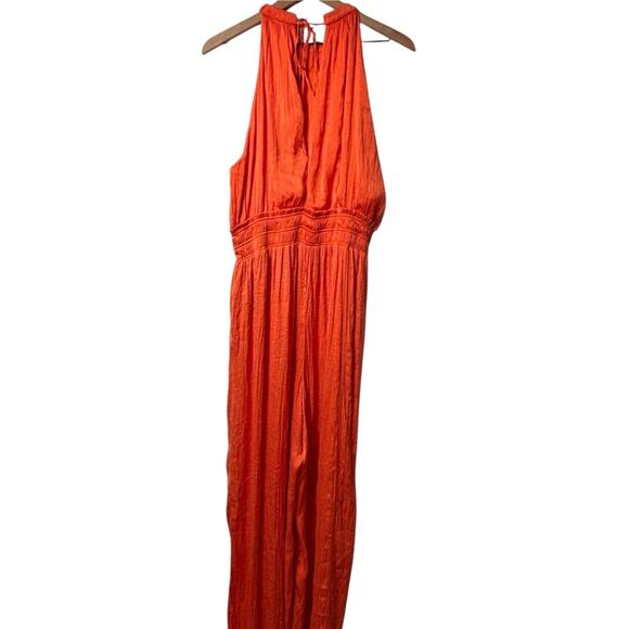 ANTHROPOLOGIE HALTER WOMEN JUMPSUIT IN ORANGE SIZE XL WITH POCKETS - Picture 3 of 11